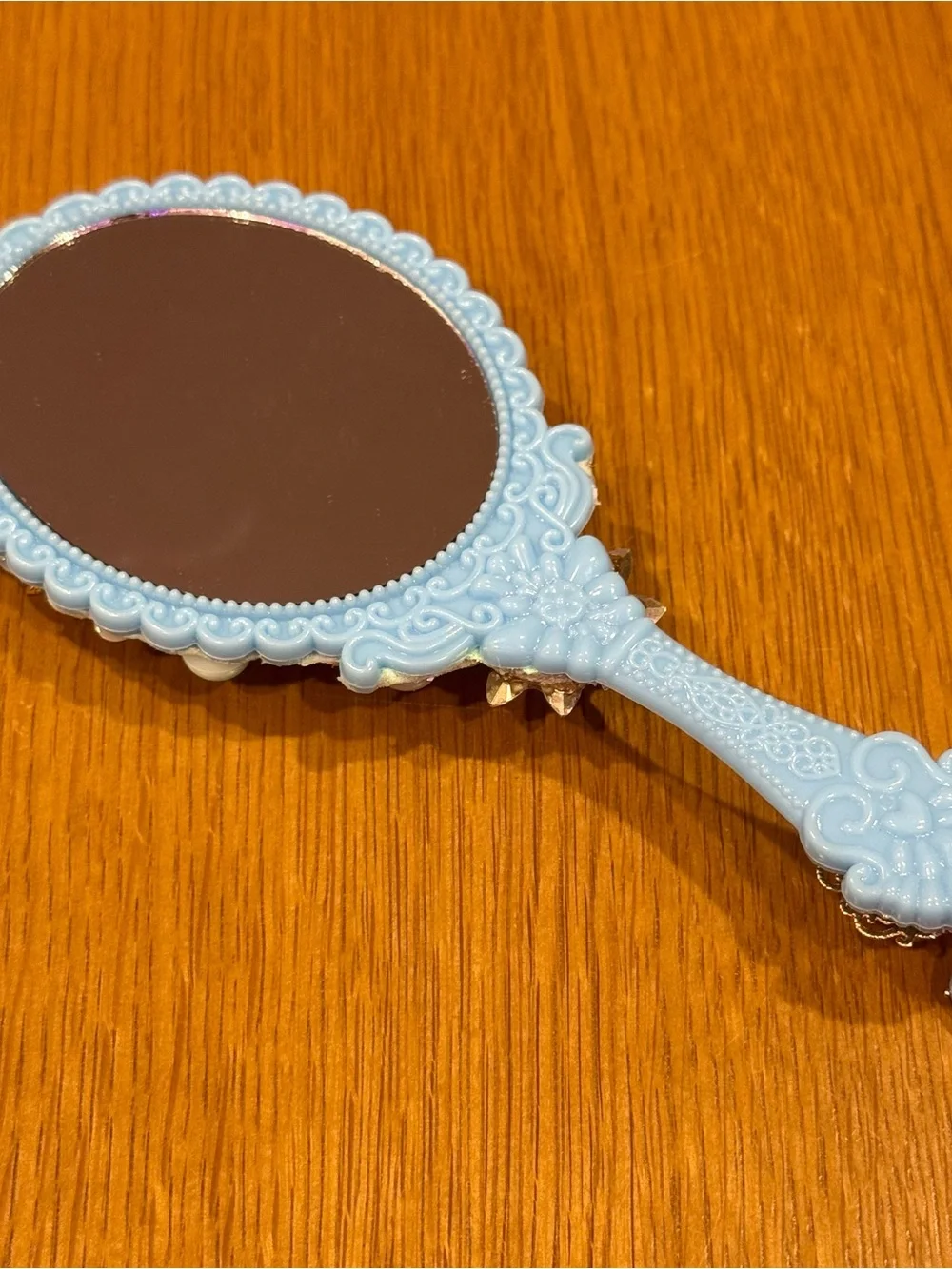 Kawaii Blue Jeweled Hand Mirror with Cupcake Cinnamoroll